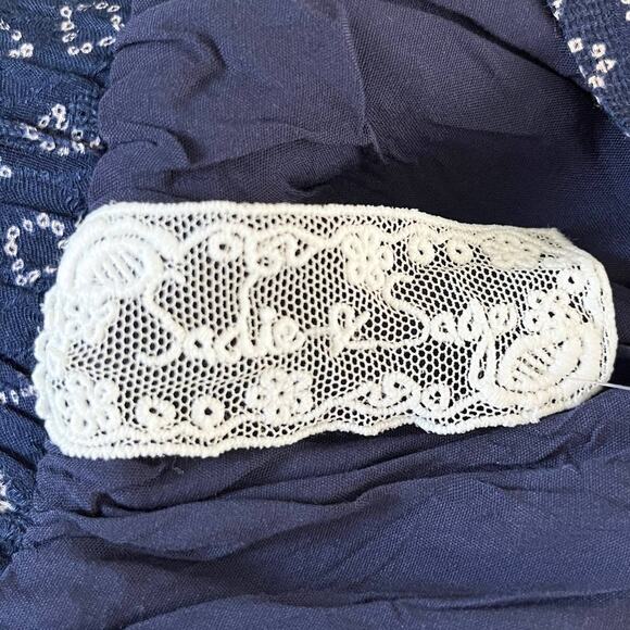 Sadie & Sage Pants Wide Leg Pants Navy Cream Small Lined Belted Boho New - Picture 13 of 13